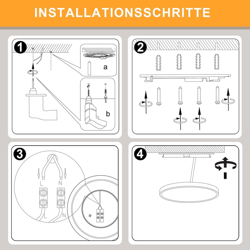 ZMH Ceiling Light LED Ceiling Light Bathroom - Diameter 18
