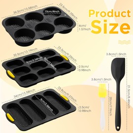 FillTouch Set of 5 Silicone Hamburger Bun Mold 4 6 9 Cup Hamburger Bun Pan with Spatula Brush Nonstick Bun Pans for Baking Homemade Bread Loaf Sandwich Baking Tray, Fridge Dishwasher Microwave Safe