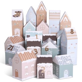 Kesote Advent Calendar for Filling Children's Christmas Calendar Boxes Houses Boxes Christmas Box 24 Gift Boxes Cardboard for Crafts Decoration Girls Boys Christmas Decoration