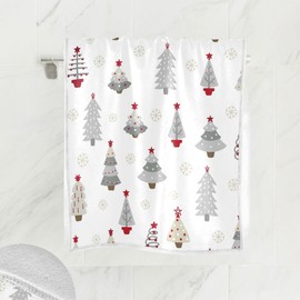 Christmas Tree Gray White Hand Bath Fingertip Towel Winter Snowflake Kitchen Towel Xmas Red Stars Bathroom Faucet Towel Set Highly Absorbent SPA Gym Shower Towels 16x30 Inch Holiday Decorations