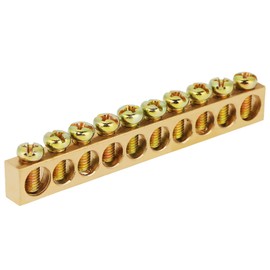 10pcs Electrical Distribution Wire Screw Terminal Brass Ground Neutral Bar 10-Hole