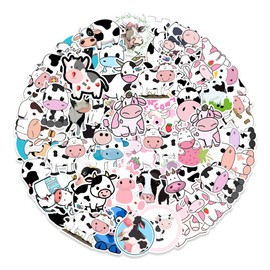 50 PCS Cute Cows Stickers for Water Bottle|Farm Vinyl Waterproof Sticker for Water Bottle Laptop Skateboard Phone Car Decals Gifts for Kids Teens Adults for Party Favors Supplies Decor