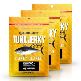 Kaimana Wild-Caught Ahi Tuna Jerky - Honey Glazed | Rich in Omega-3s & High in Protein | All-Natural & Organic Fish Jerky (3 pack, 2 oz)
