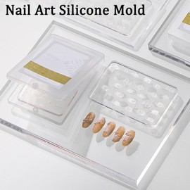 Nail Art Silicone Mold, Nail Decoration Silicone Mould, 3D Nail Art Carving Mold Templates for Precise Embossed Pattern, Nail Tools Nail Charms for Acrylic Nail DIY Craft (Moons)