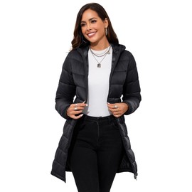 ANOTHER CHOICE Women Packable Puffer Jacket Lightweight Hooded Puffy Jacket (Black, XXL)