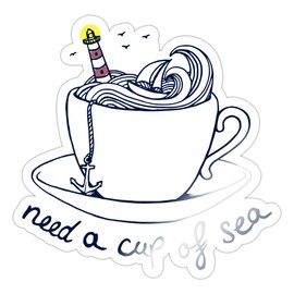 Spreadshirt Maritime Saying I Need A Cup Of Sea Sticker, 10 x 10 cm, Glossy White