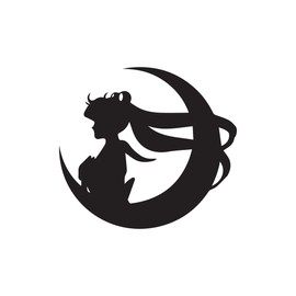 Sailor Moon Silhouette Vinyl Decal Car Laptop Wall Decoration Sticker 9" in x 10" in (Black)