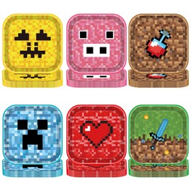 60Pcs TNT Game Plates 7inch Mine Game Paper Plates for Kids Party Plates,Disposable Miner Gaming Paper Plates Square Paper Dinner Plate,Video Game Dinnerware for Kids Boy Girl Birthday PlatesTableware