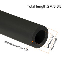 sourcing map Pipe Insulation Foam Tube Lagging Insulation Pipe 15mm ID 25mm OD 6.6ft Heat Preservation for Handle Grip Support