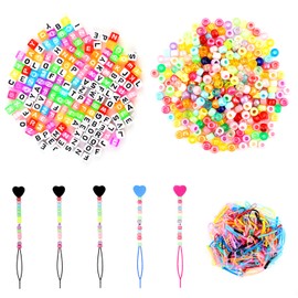 SAVITA 606pcs Beads for Hair Braids Set, Cute Pony Beads Acrylic Bead Set for Girl Braided Hair Bracelets Necklaces DIY Craft Making Supplies