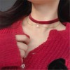 MOEEIJEW Christmas Red Velvet Choker Necklace Bell Pearl Pendant Necklace