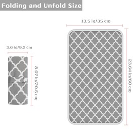 Portable Changing Mat Baby Foldable Travel Changing Mat Infant Urinal Pad 60cm x 35cm Waterproof Nappy Change Mat for Travel Home Outside - KAMHBE (Grey)