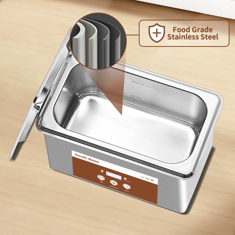 SOUTH BASE Ultrasonic Cleaner,900ML 35W Stainless Steel Ultrasonic Jewelry Cleaner