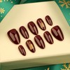 Red False Nails, Almond Christmas Press On Nails, 24Pcs Fake