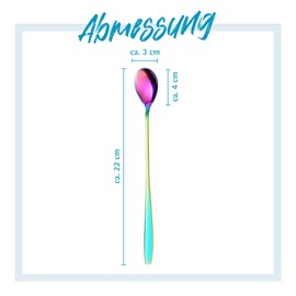 GRÄWE Königstein Series Long Drinking Spoons, Set of 6, Stainless Steel Rainbow Colours