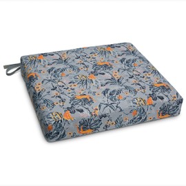 Vera Bradley by Classic Accessories Water-Resistant Patio Seat Cushion, 19 x 19 x 3 Inch, Rain Forest Toile Gray/Gold, Foam Seat Cushions
