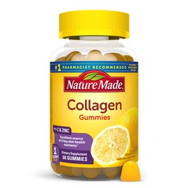 Nature Made Collagen Gummies with Vitamin C, Zinc and Biotin, Hydrolyzed Collagen Peptides Supplement for Healthy Skin Support, 60 Gummies, 60 Day Supply