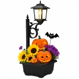 Melunar Outdoor Flower Pots 2 in 1, Floor Lamps Waterproof, Wall Mount Solar Lamp Post Lights, Outdoor Decorative Lamp for Garden, Patio, Front Porch, Back Door, Warm White. （Flower Pots Included）