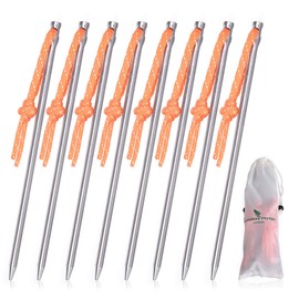 Boundless Voyage Ti4005P Tent Pegs, Set of 4/8/12, Carbide Abrasion Resistant, Titanium Alloy, Outdoor Camping Equipment Pegs, Hard Soil, Sand, Grass Tarp Peg (Set of 8)