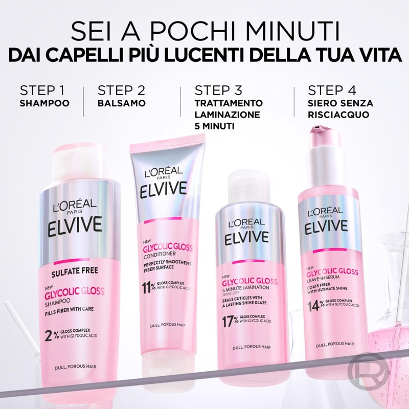 L'Oréal Paris Elvive Glycolic Gloss Conditioner 150ml + Shampoo 200ml