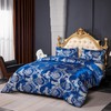 Herside Dark Blue Jacquard Duvet Cover Set Double Bedding Set