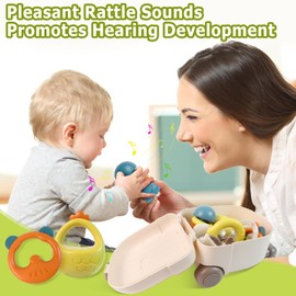 SUPVIB Baby rattles 0-6 Months, Teething Toys 3-6 Months, Infant Rattle Toys for Babies 0-6 Months, teether Toys for Babies 0-6 Months, Newborn Rattle Toys Set 0-3-6-12 Months -Baby Boy Girl Gifts