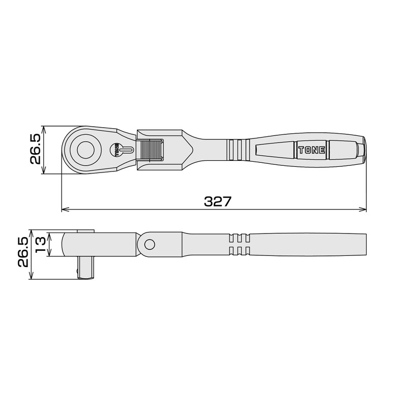 トネ(TONE) ロング首振ラチェットハンドル(ホールドタイプ) RH3FHL 差込角9.5mm(3/8")