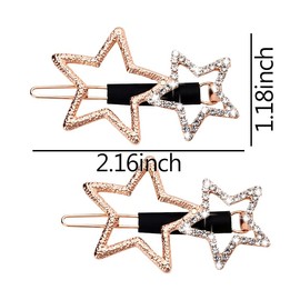 Star Hair Clips Barrettes for Women Elegant Hair Pin Clip for Thick Thin Hair Non-Slip Hollow Stars Headdress Hairclip for Teen Girl Styling Hair Accessories Decoration for Women Girls Gold 2Pcs