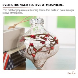 Luxshiny 8pcs Christmas Booze Balls, Clear Plastic Fillable Ornament Balls Removable Top Clear Hanging Ornaments Ball DIY Onion Shape Craft Ball for Christmas Tree Decors