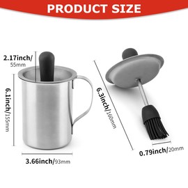 BBQ Sauce Pot and Basting Brush Set, BBQ Sauce Container Cooking Gifts, Meat Baster Set, Barbecue Gadgets Grill Accessories, Silicone Basting Brush for Cooking(COLOR:Silver)