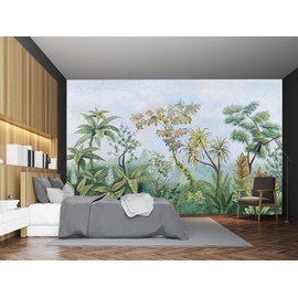 Cliouar-Tropical Plants Southeast Asia Oil Painting Forest Wallpaper Mural Bedroom Living Room Decoration 158" x 110"(Not Self-Adhesive)