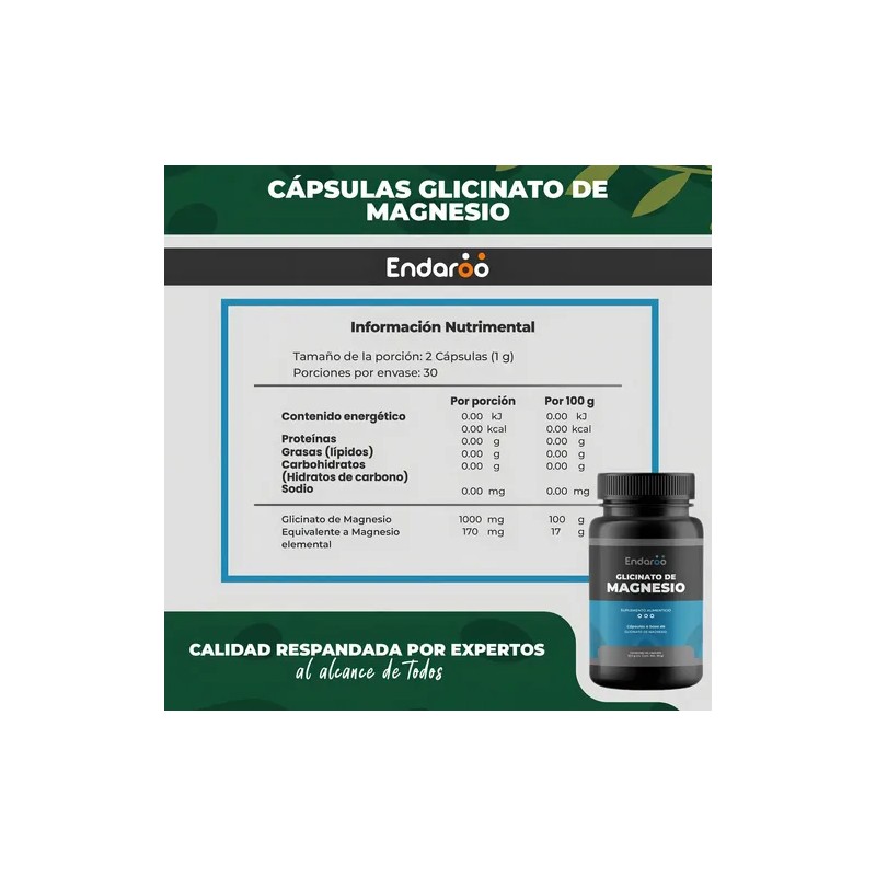 Glicinato De Magnesio 500 mg - 60 Cápsulas