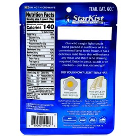 Starkist Chunk Light Tuna In Sunflower Oil, 2.6-Ounce Pouch (Pack of 8)