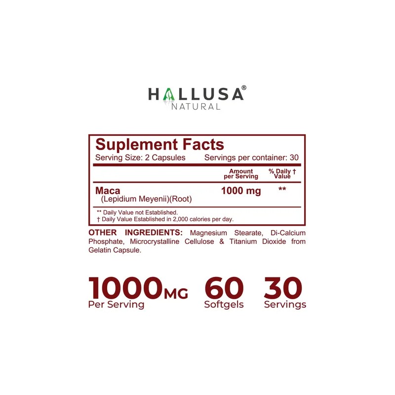 Hallusa Natural Hallmaca Maca Root 1000 Mg 60 Cápsulas
