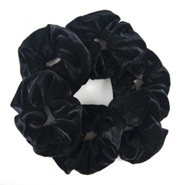 ALMHH 6 Count Big Black Velvet Scrunchies, Healthier Hair Ties for Women Girl, Not Hurt Hair, Oversized Scrunchies, Great