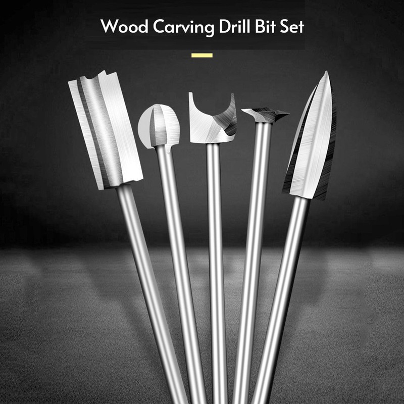 5 Pcs Wood Carving Engraving Drill Bit Set HSS Engraving