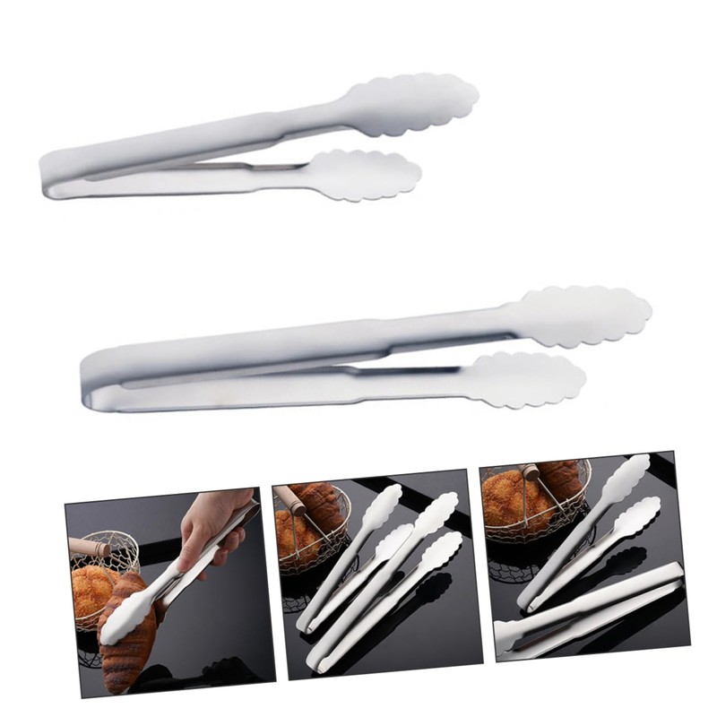 NOLITOY 2pcs Stainless Steel Food Clips Sturdy Barbecue Clamp Steak
