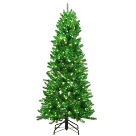 Home Accents 6 ft. Green Fraser Artificial Christmas Tree w Warm White & Green Color LEDs