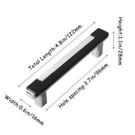 Kcmwsy 10 Pack Black and Silver Cabinet Pulls Kitchen Cabinets Handles Zinc Alloy Cabinet Hardware Drawers Pulls for Cupboard Dresser Closet (10, Black Silver, 4.8in/122mm)