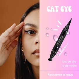 Calmind Kit 2 Delineadores de ojos con sellos Cat Eye Plumón - Larga duración y fácil de quitar, Lápiz Delineador de Ojos de maquillaje con Alas, Cat 