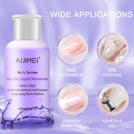 AIJIMEI Acrylic Liquid Monomer 5OZ Acrylic Monomer 150ml For Acrylic Powder Acrylic Nail Liquid Monomer For Acrylic Nails Nails Powders & Liquids Acrylic