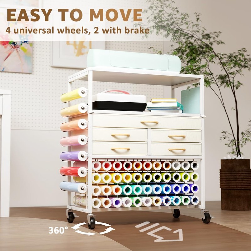 LUCKUP Organization and Storage Craft Table for Cricut Machines, Rolling