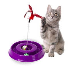 Fancy Pets Juguete Pista Play para Gatos Mediano 50 cm x 15 cm con Pelotas y Vara de Resorte