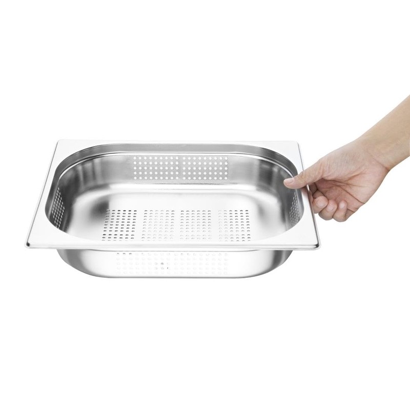 Vogue Stainless Steel Perforated 1/2 Gastronorm Tray 4 Litre /