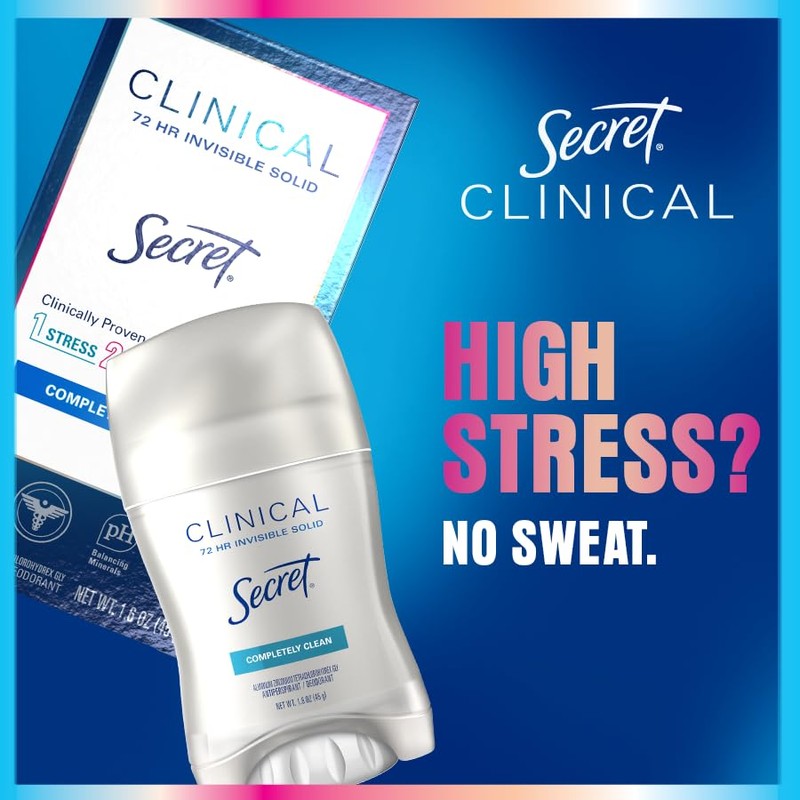 Secret Clinical Strength Antiperspirant Deodorant for Women, 3X Stress Protection,