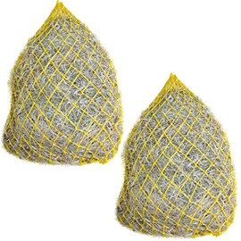 Paris Tack Set of 2 42" Soft Mesh Hay Nets with 2" Holes, Fits 4-6 Flakes of Hay, Includes Steel Snaps for Easy Hanging (42", Yellow)