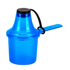 The Scoopie, (60 cc | 4 tbsp | 2 fl oz. | 60 mL) Plastic Short Handle Scoop with Attached Funnel, Measuring Spoons for Powders, Coffee, Pet Food, Protein, Spices and Other Dry Goods (1 Pack, BLUE)