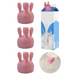 Xadoruw Cow Udder Milk Carton Cap，Funny Pouring Milk Carton Cap，Milking Machine Style Milk Cap (Pink 3Pcs)