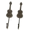 SUREG Guitar Shaped Cast Iron Rustic Wall Hooks Set of