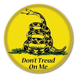 Magnet America Don't Tread On Me Gadsen Circle Button with Pin Back Is 2.25" x 2.25" Made For Clothing